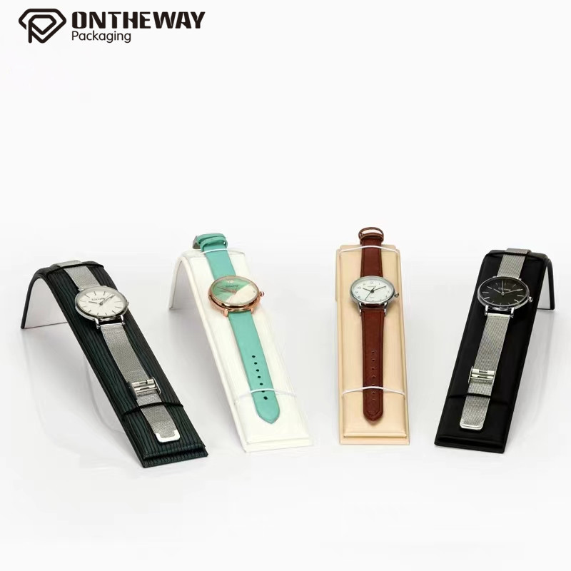 Popular Pu leather wrap metal display stand for watch