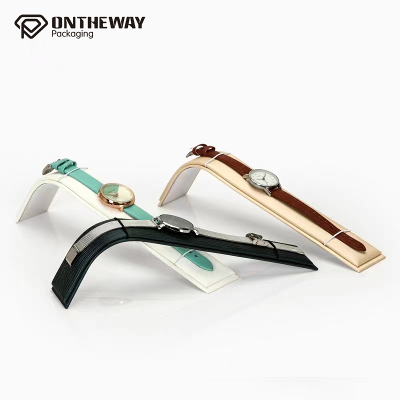 Popular Pu leather wrap metal display stand for watch